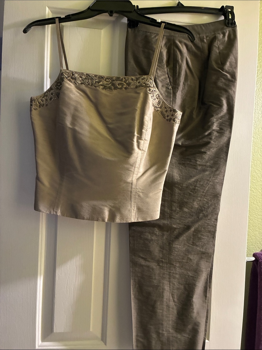Women's Taupe Satin Camisole & Pants Set